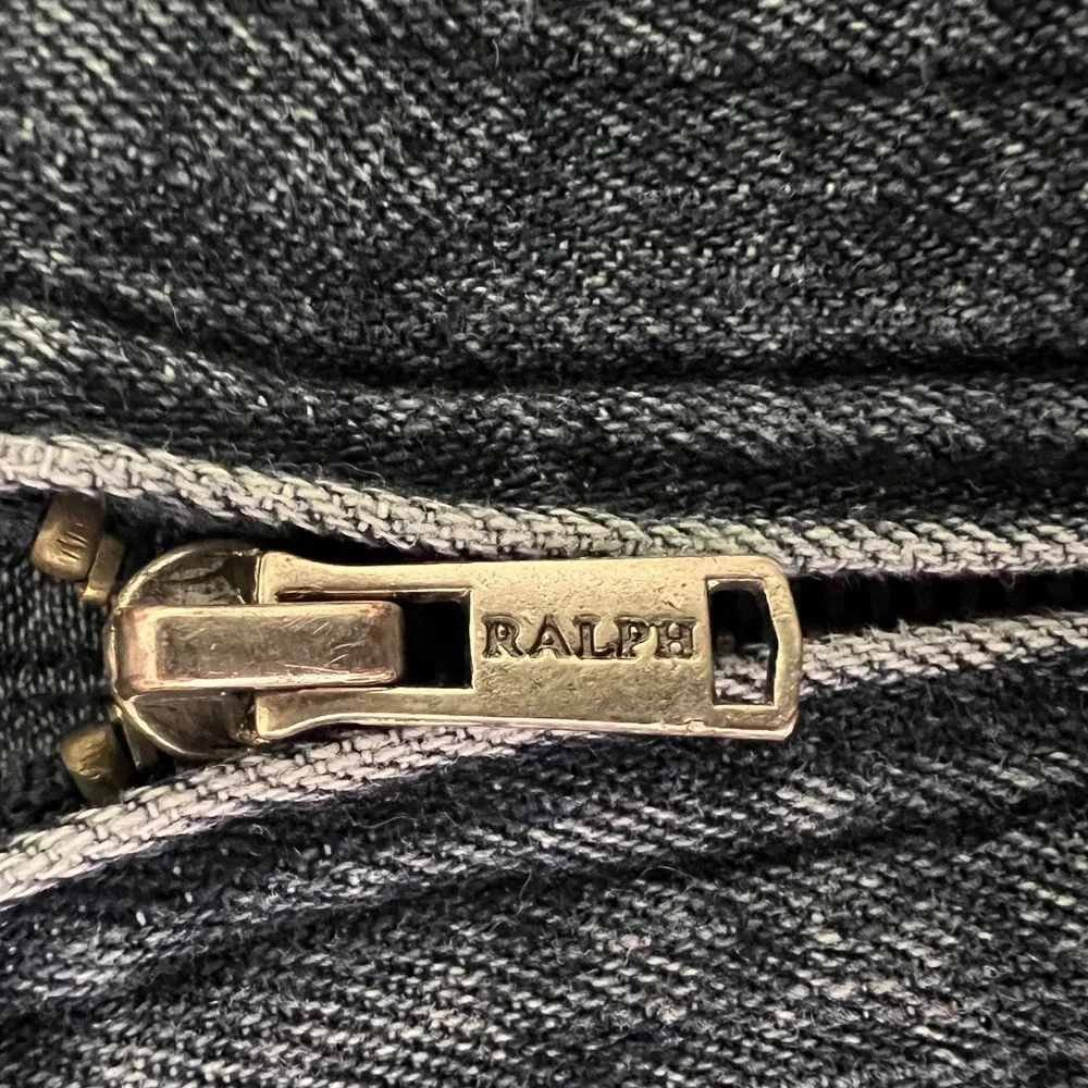 Vintage 90s Ralph Lauren Denim Jacket Zip Up Moto Utility Tailored Designer - Picture 9 of 13